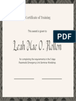 Leah Mae O. Rollon: Certificate of Training