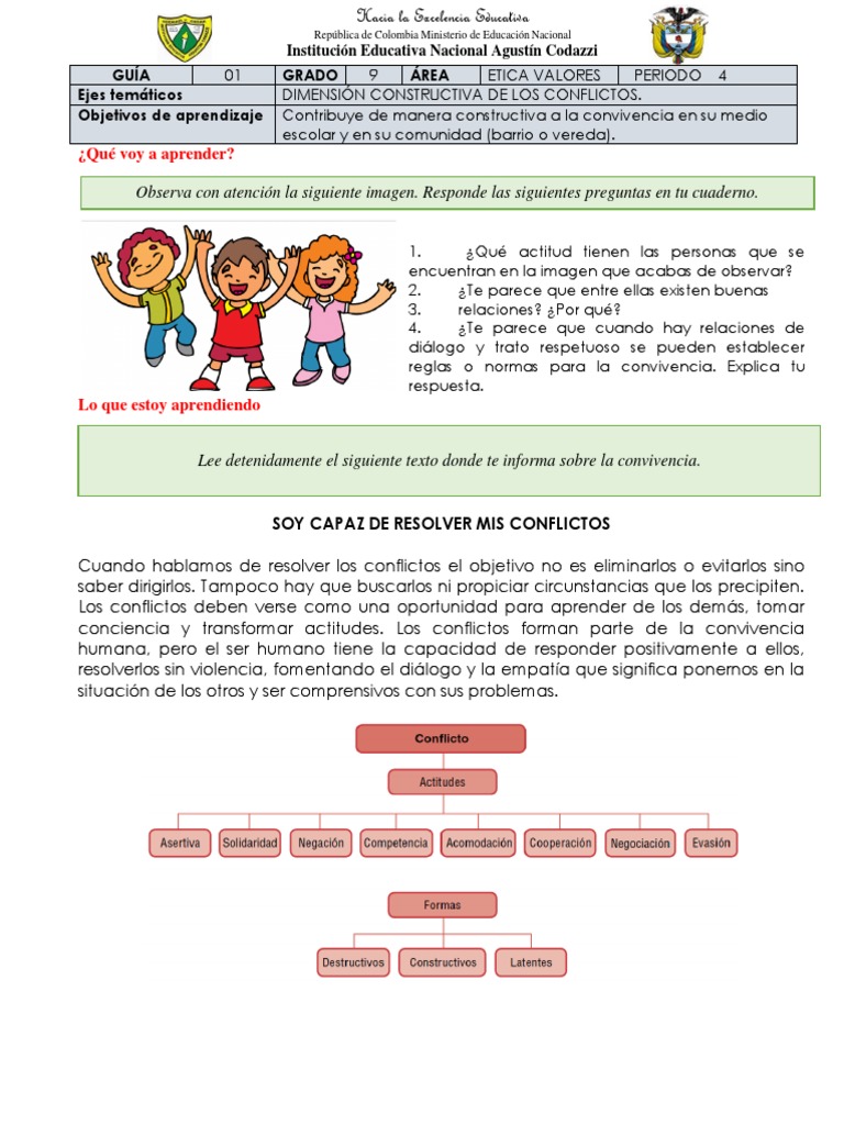 GUIAS DE ETICA Y VALORES 9º PERIODO 4 | PDF | Mediación | La resolución ...