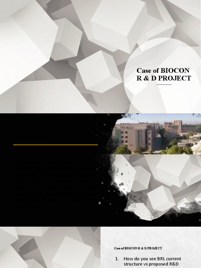 Case Of Biocon R D Project Pdf Research And Development Project