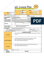 Daily Lesson Plan: Teacher'S Name: PN Nadeera BT Mohd Zahrin