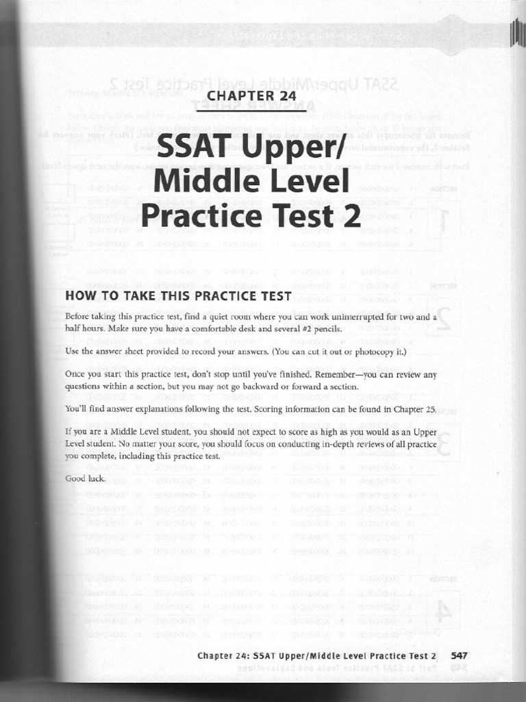 SSAT Practice Exam #2