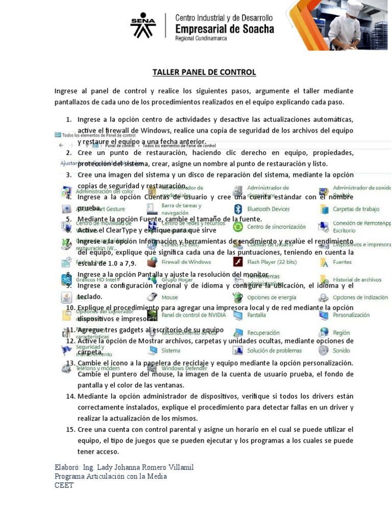Taller de Configuración del Panel de Control | PDF | Archivo de ...
