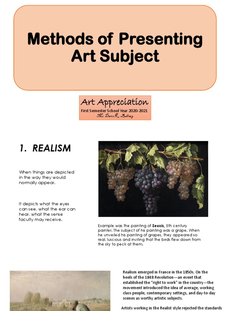 Realism in Art Presentation Methods | PDF | Impressionism | Realism (Arts)