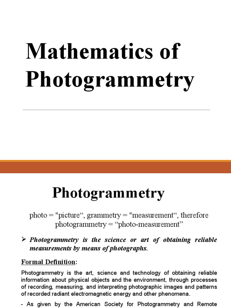 Mathematics of Photogrammetry | PDF | Stereoscopy | Camera