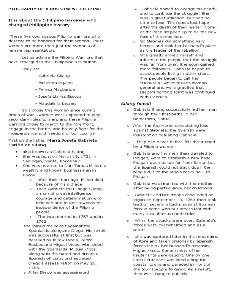 Filipino Heroines in History | PDF | Philippines | Unrest