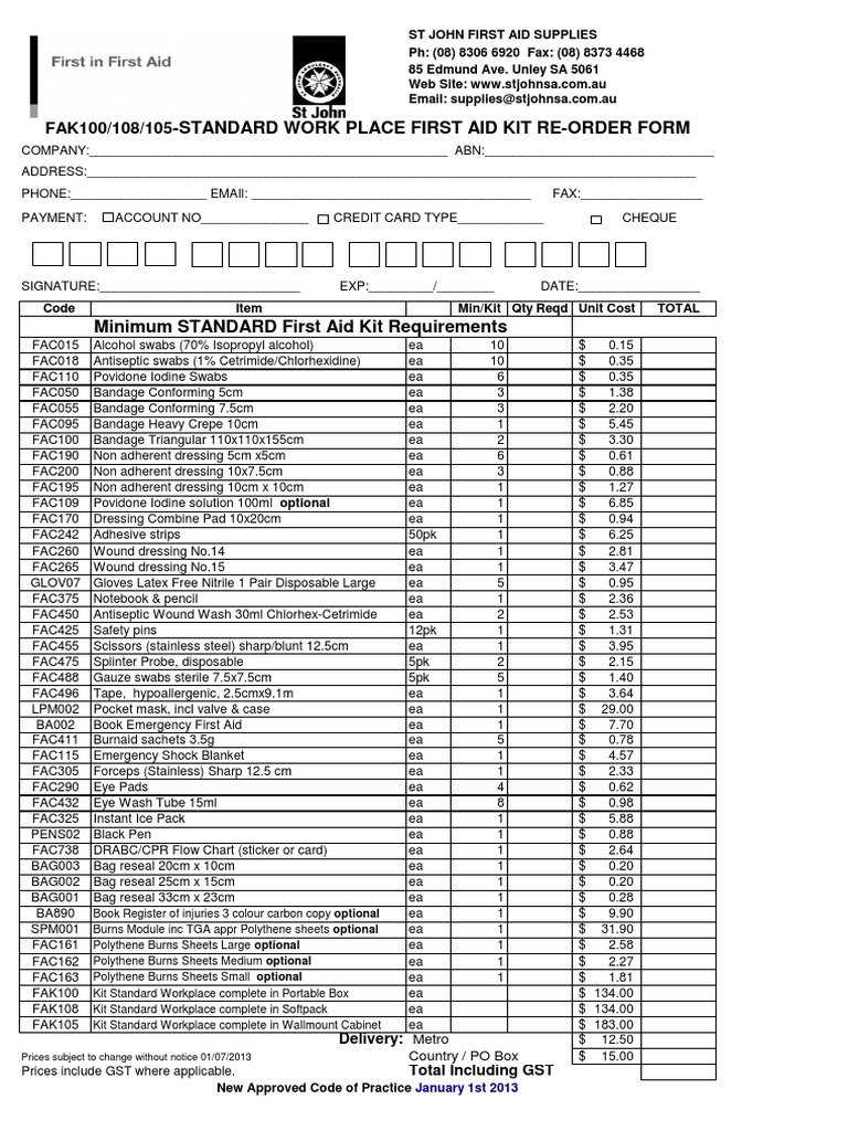 First Aid Kit Standard Workplace | PDF | Nature