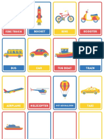 Modes of Transportation Colorful Flashcard Sheets