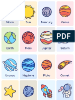 Solar System Coloful Lined Illustration Flashcard Sheets