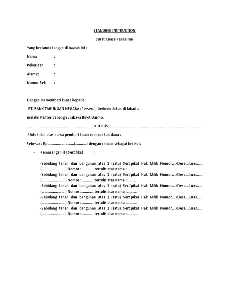 Standing Instruction PDF