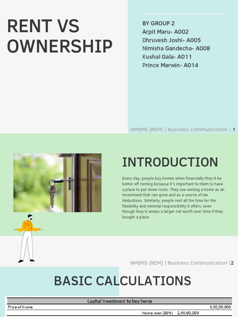 Group 2 - Rent VS Ownership | PDF | Renting | Equity (Finance)