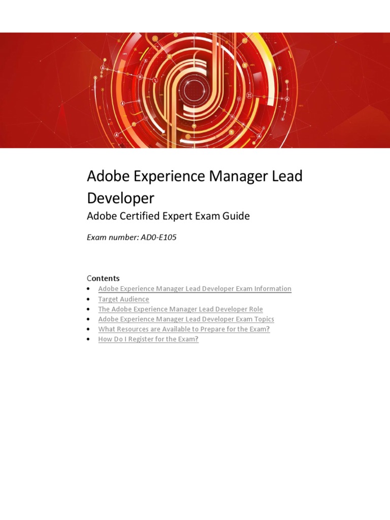 AD0-E105 Adobe Experience Manager Lead Developer - EN | PDF | Test ...