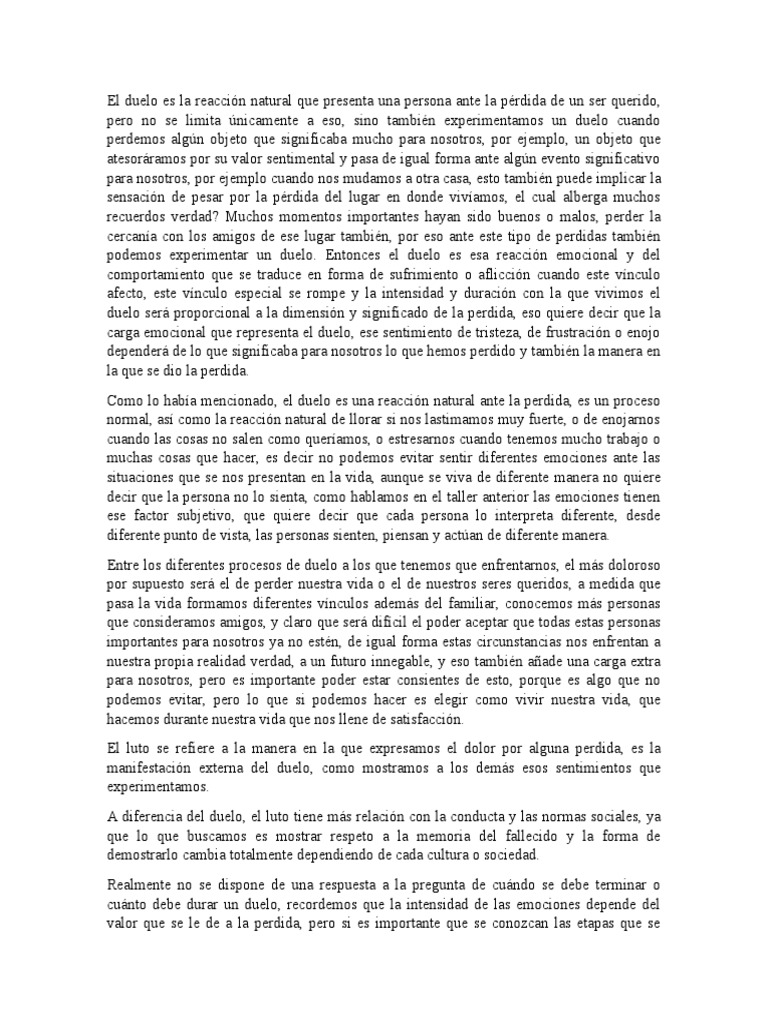 Entendiendo el Duelo y sus Etapas | PDF | Dolor | Las emociones