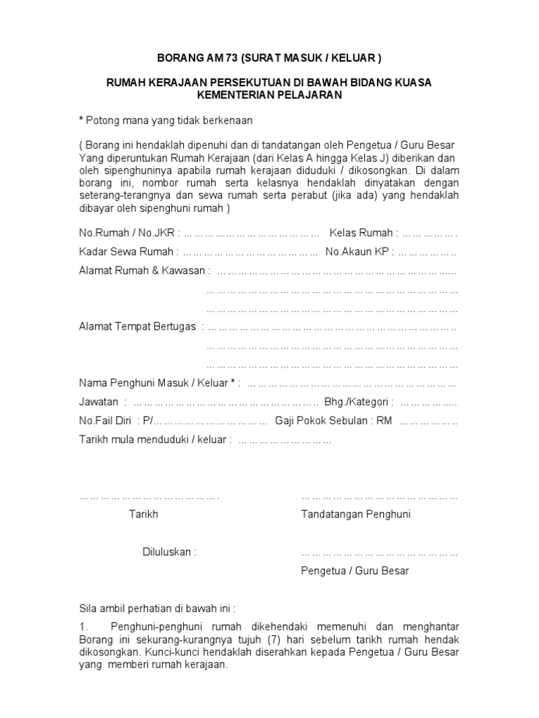 Surat Arahan Keluar Kuarters Guru