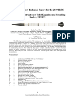 Team 116 Project Technical Report For The 2019 IREC Design and Construction of Solid Experimental Sounding Rocket, HELEN