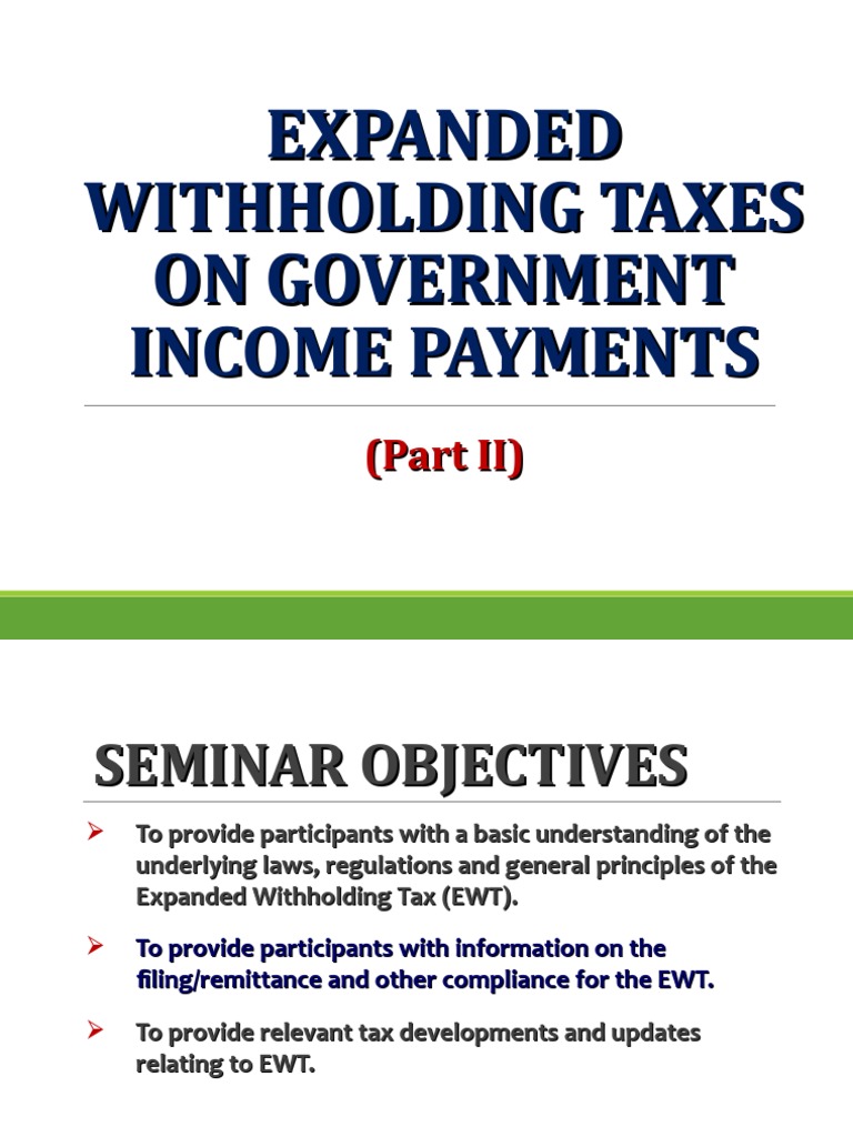 Understanding Expanded Withholding Tax | PDF | Withholding Tax ...