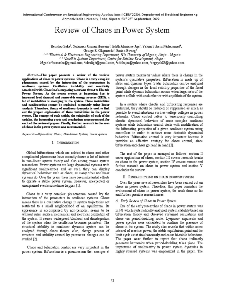 Chaos in Power System | PDF | Chaos Theory | Dynamical System