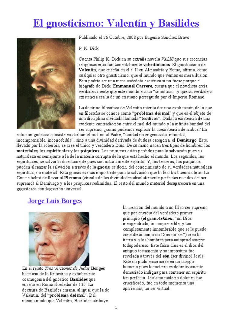 El Gnosticismo de Valentin y Basilides | Gnosticismo | Jesús