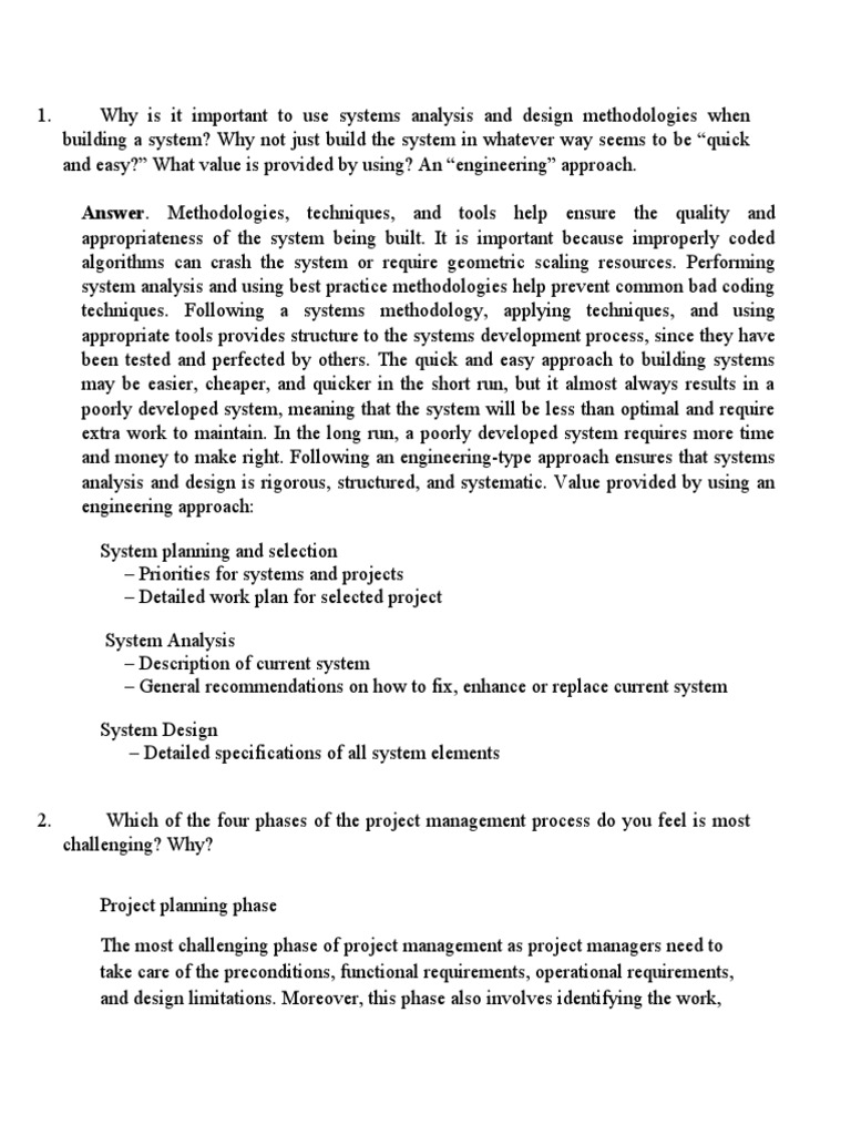 Importance of Systems Analysis in Project Management | PDF ...