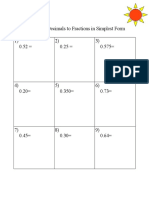 Decimals To Fractions Worksheet