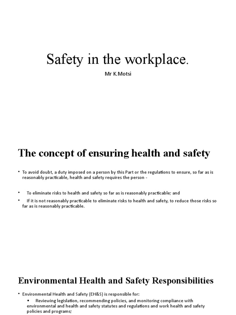 Safety in The Workplace | PDF | Occupational Safety And Health | Safety