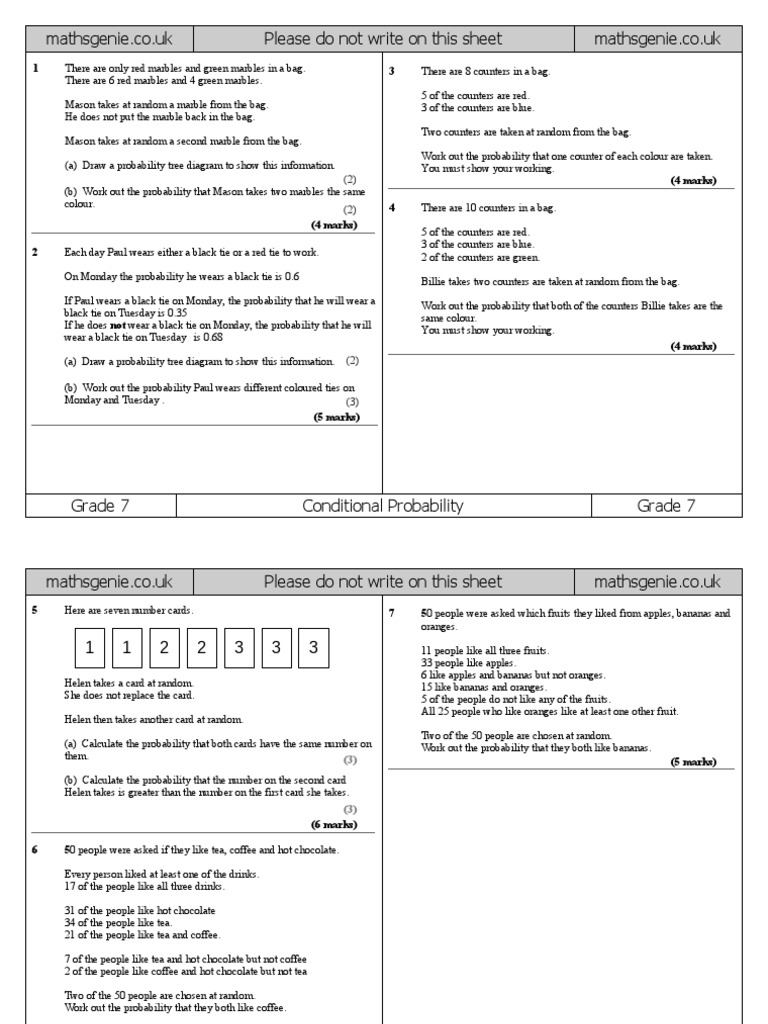 Grade 7 Probability Exam Qs | PDF | Drink | Beverages