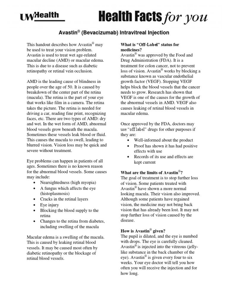 Avastin (Bevacizumab) Intravitreal Injection What Is "OffLabel