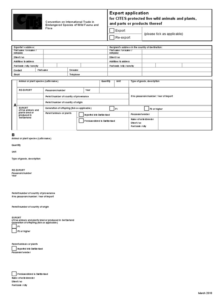 CITES Export Application Form | PDF | Business | Nature