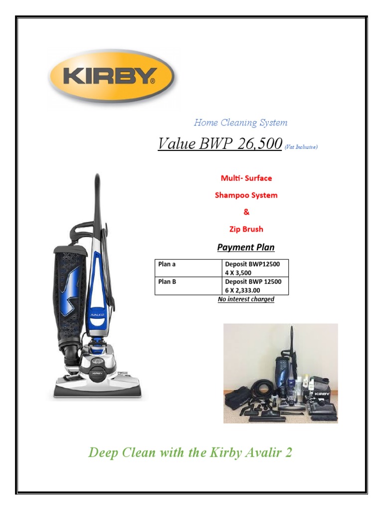 Value BWP 26,500 Deep Clean With The Kirby Avalir 2 PDF