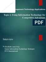 Topic 2. Using Information Technology For Competitive Advantage