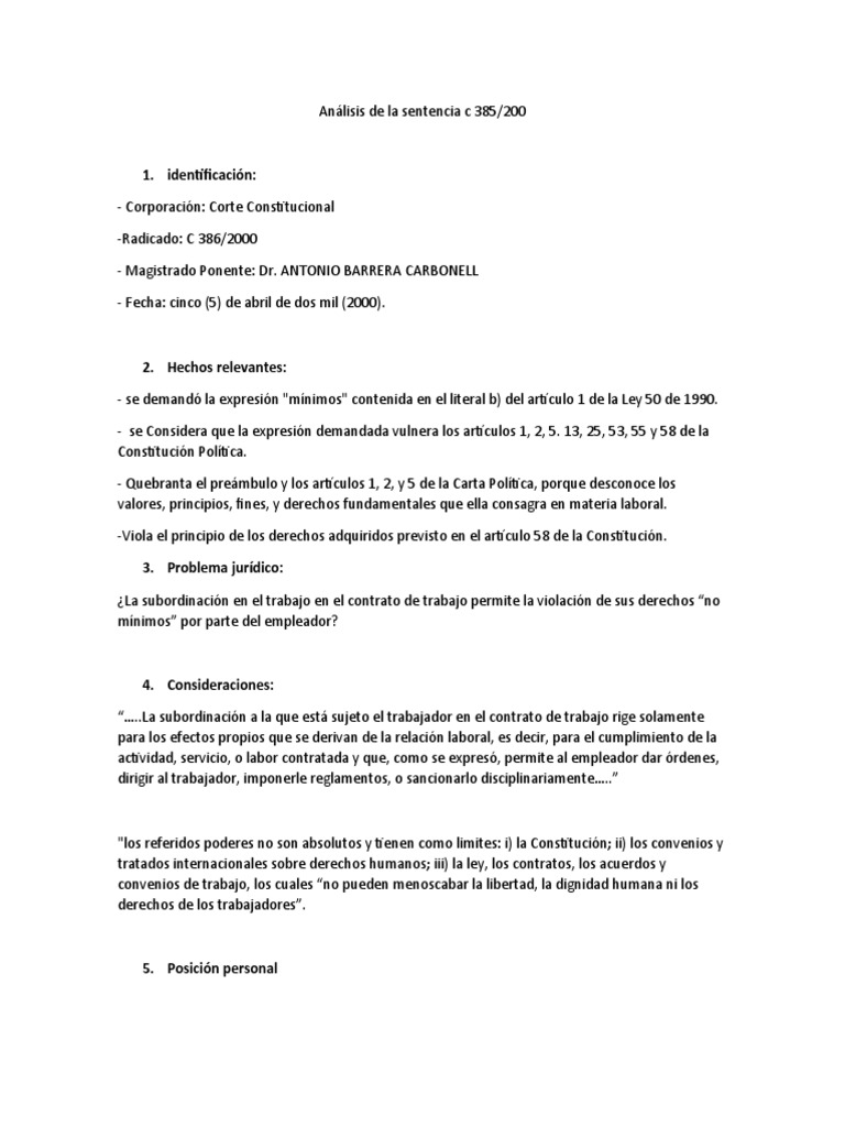 Análisis de La Sentencia C 386 | PDF