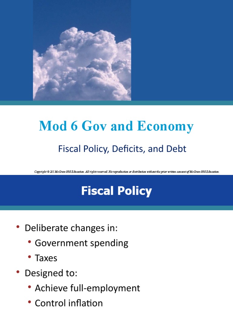 Mod 6 Gov and Economy Fiscal Policy, Deficits, and Debt PDF
