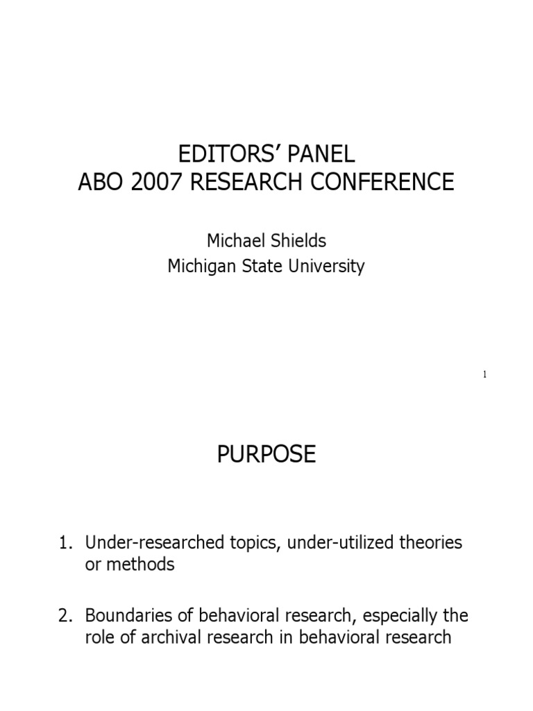 Shields - ABO Editor Panel 2007 | PDF | Behavioural Sciences ...