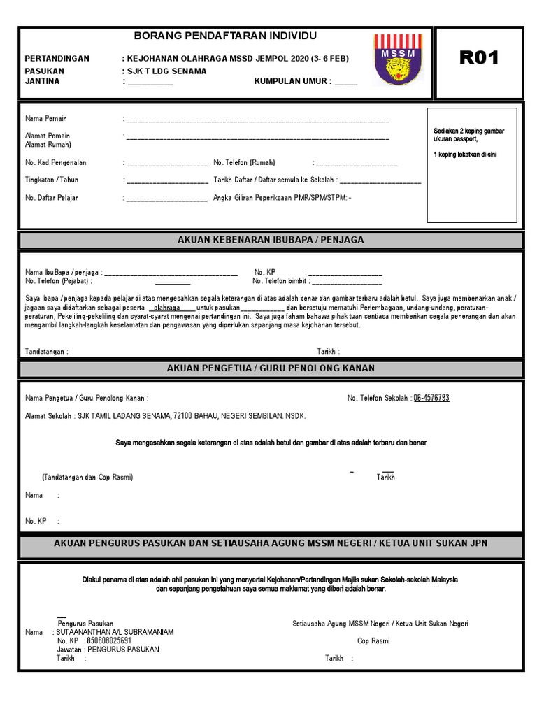 Borang R01 Pdf