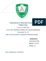 Department of Materials Science and Engineering: Course No: Course Title: Experiment No: Name of The Experiment