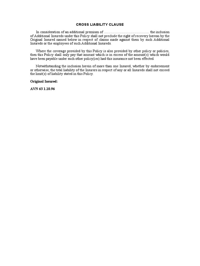 Cross Liability Clause Overview | PDF