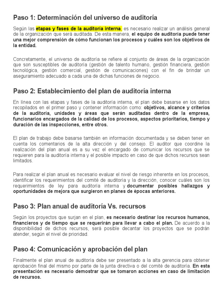 Etapas de la Auditoría Interna | PDF | Auditoría | Contralor