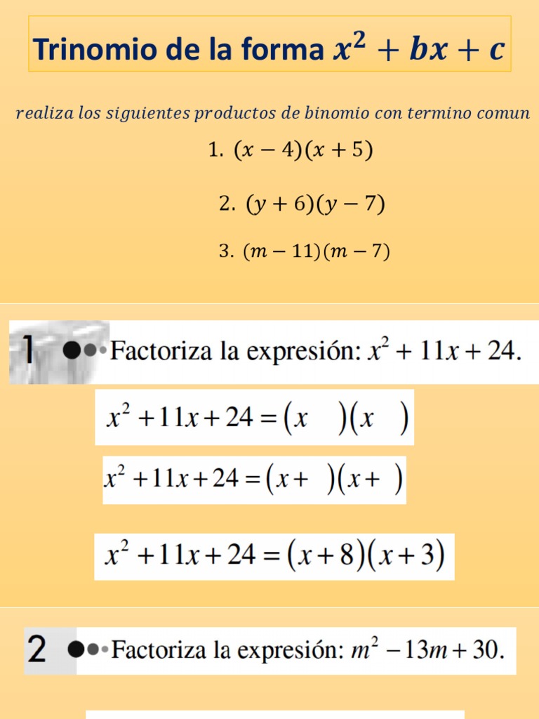 2 Elevado A La 7 Trinomio de La Forma X 2+bx+c | PDF