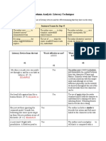 Example 3-Column Analysis Literary Techniques