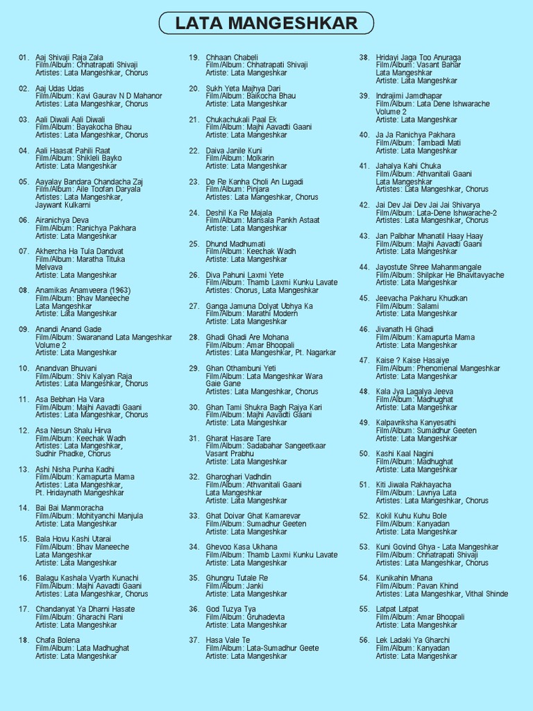 Saregama Carvaan Songlist Marathi 1.0 | PDF | Sikhism