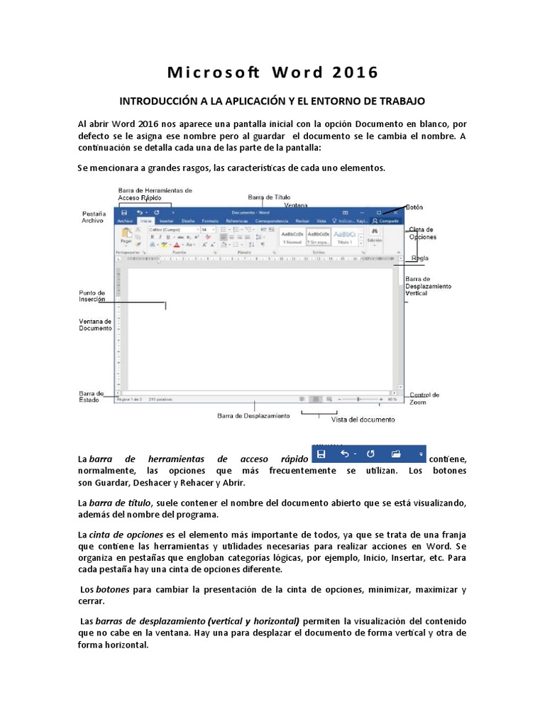 Introducción a Microsoft Word 2016 | PDF | Microsoft Word | Archivo de ...