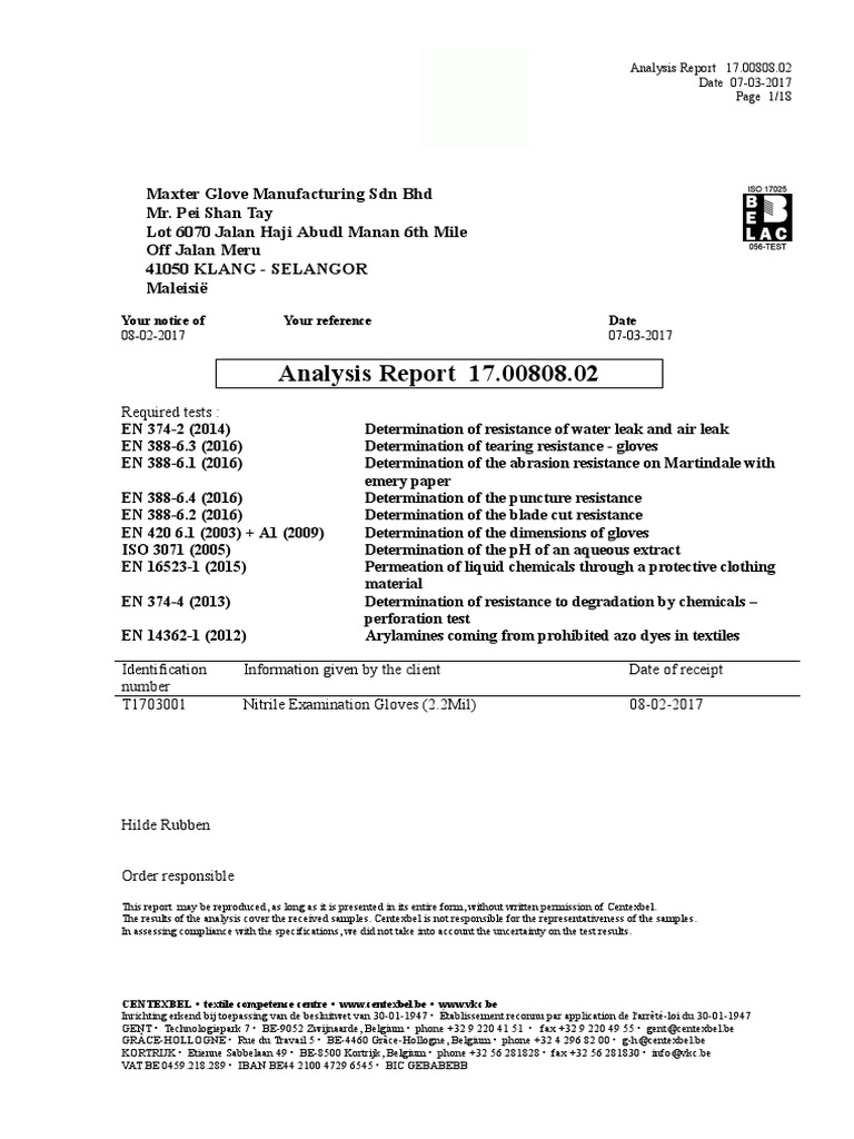 Maxter Glove Testing Analysis Report | PDF | Flow Measurement ...