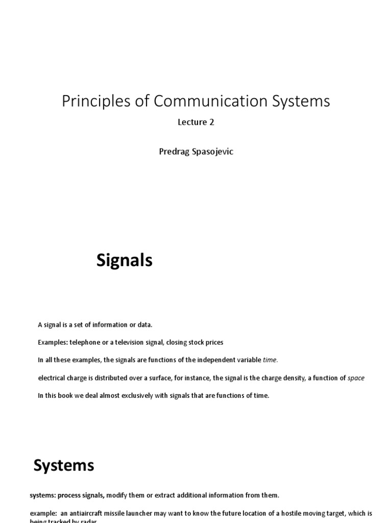 Communication Systems Signal Principles | PDF | Vector Space | Power ...