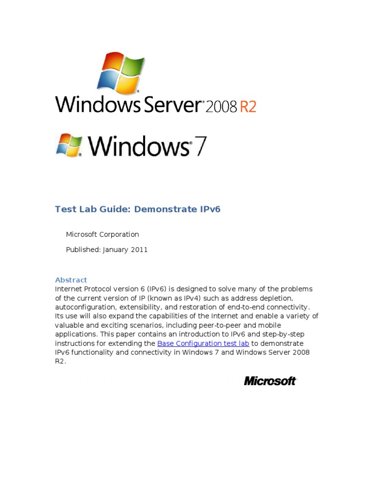 Test Lab Guide: Demonstrate Ipv6 | PDF | I Pv6 | Ip Address