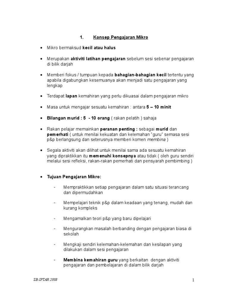 Senarai Semak Pengajaran Mikro