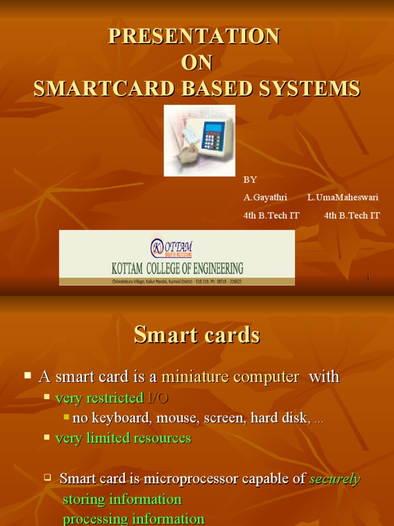 Presentation ON Smartcard Based Systems | PDF | Smart Card | Personal ...