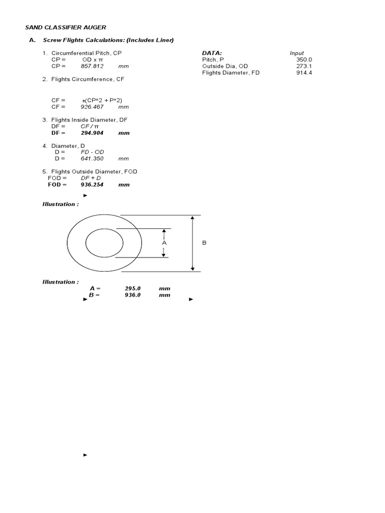 Screw Flight Calculations for Augers | PDF