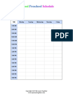 Homeschool Preschool Schedule Template