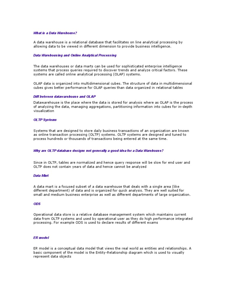 Understanding Data Warehousing Concepts | PDF | Data Warehouse ...