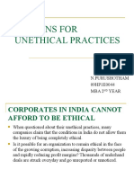 Reasons for Unethical Practices in Corporates