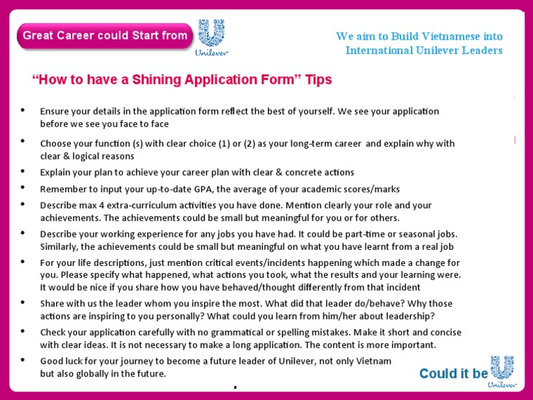 Tips for a Winning Application Form | PDF | Career & Growth